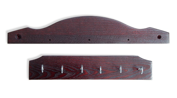 Киевница навесная из ясеня, с крюками (на 6 киев, цвет махагон)