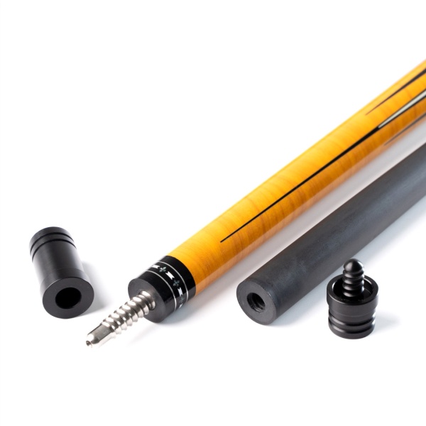 Двухсоставной бильярдный кий для пула Weekend "Winner Carbon - 017" (черно-желтый)