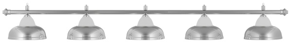 Лампа на пять плафонов «Crown» (серебристая штанга, серебристый плафон D38см)