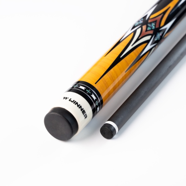 Двухсоставной бильярдный кий для пула Weekend "Winner Carbon - 017" (черно-желтый)