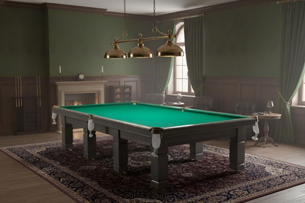 Бильярдный стол для русской пирамиды Weekend "Hardy" (12 футов, 8 ног, 45мм сланец) эмаль RAL 7003
