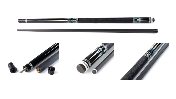 Двухсоставной бильярдный кий для пула Weekend "Winner Carbon - 019" (черно-синий) оплетка натур