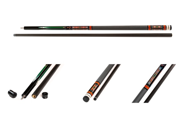 Двухсоставной бильярдный кий для русской пирамиды Weekend "Winner Carbon 019" (черно-зеленый)