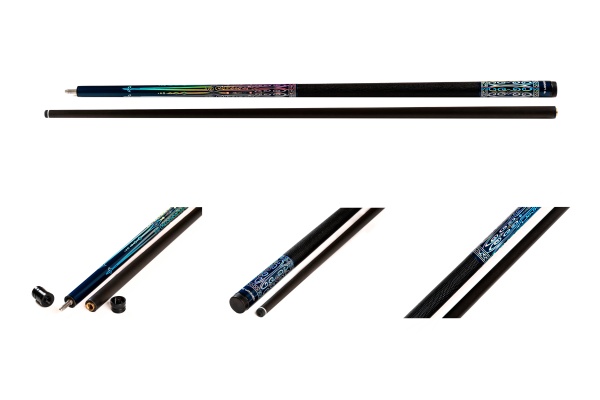 Двухсоставной бильярдный кий для русской пирамиды Weekend "Winner Carbon 001" (черно-синий) оплетка натуральная кожа